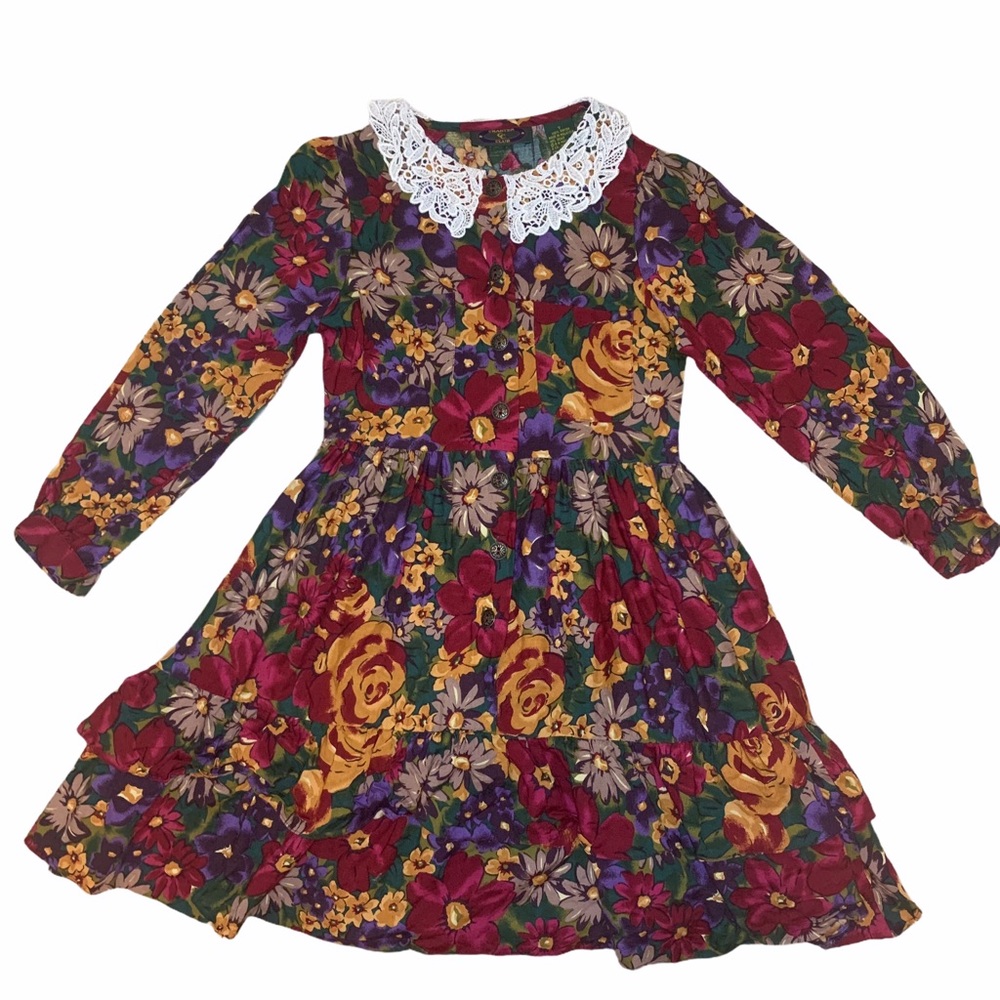 Charter Club Floral Dress with Lace Collar